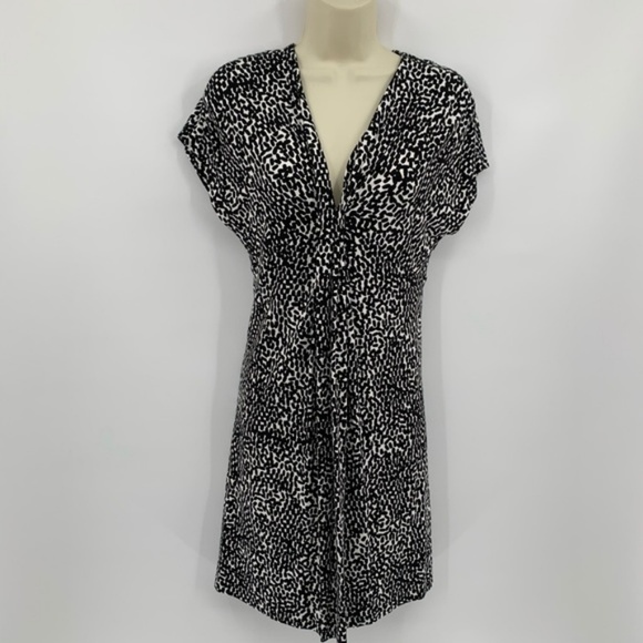 DVF Diane von Furstenberg Natalie Tiny marks Black white dot dress shift new 6 - Picture 1 of 5